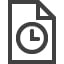 Black outline of timesheet document with large analog clock in center
